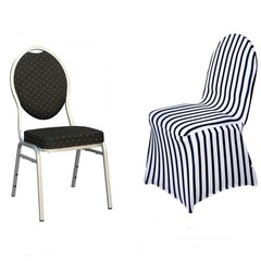 50 pcs Black and White Striped Spandex Stretchable CHAIR COVERS Wedding Supplies