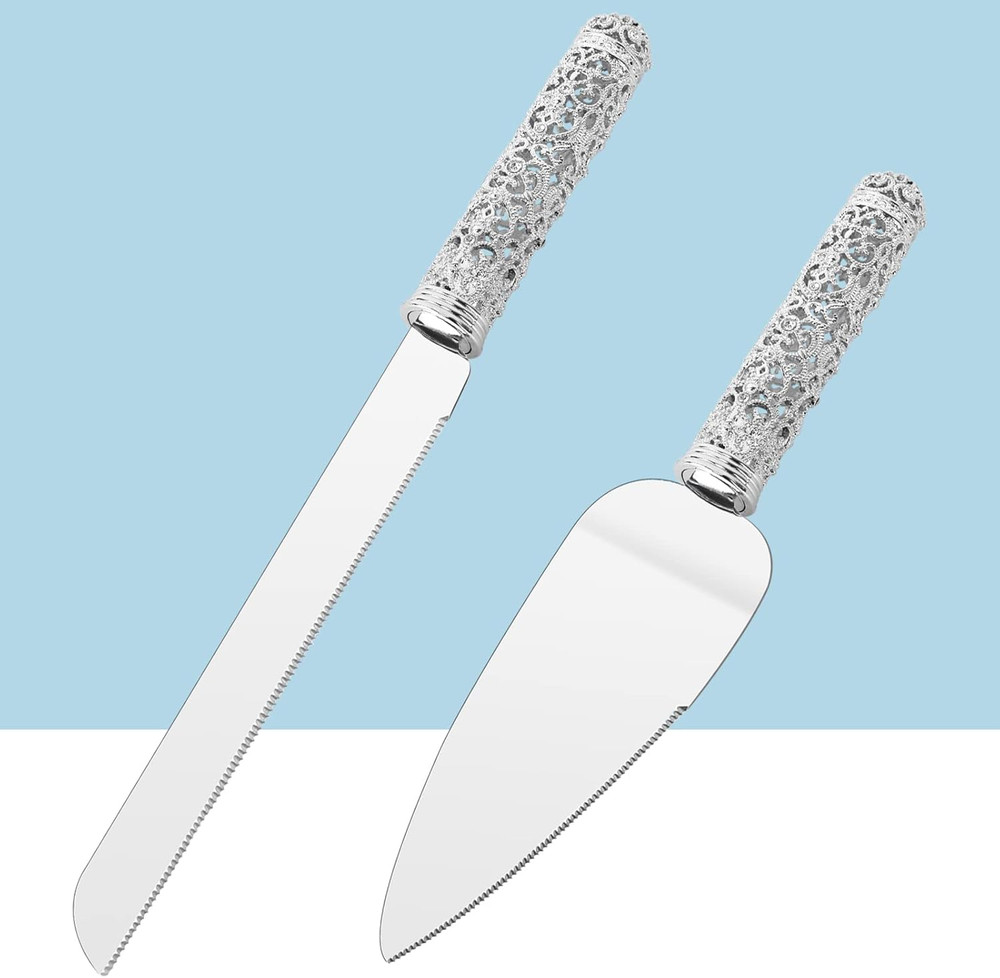 Elegant Wedding Cake Serving Set & Champagne Flutes – Perfect for Celebrations
