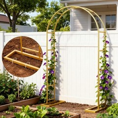 7.2FT Metal Wedding Arch Stand Gold Square Arched Backdrop 7.2FT, Matte