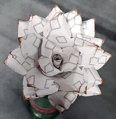 Handmade Paper Flower on stem (Gray Pattern No.1) for Wedding, St. Valentine’s