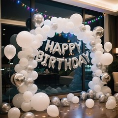 Balloons Latex Birthday Decorations 100 Pack Round Ballons for 12 inch White