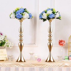 Sziqiqi Metallic Vase Centerpiece Stands for Wedding Table 20in-10pcs, Gold