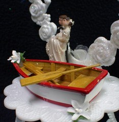Wedding Cake Topper Row boat Fishing Honeymoon Lake Groom top Shower
