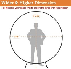 7 Ft Wide 7.4FT Height Round Wedding Arch for Ceremony Metal Balloon Arch Sta…