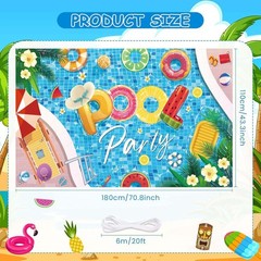 Pool Party Banner Backdrop, Pool Party Decorations, Summer Party Birthday Dec…