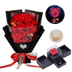 EIGHTOWN Roses Bouquet Artificial Flower – Preserved Red Rose 18, Bright