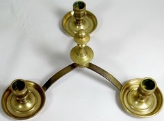 Brass Candle Holder Maitland Smith Candelabra Triple Taper Table Top Drip Pans