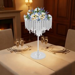 26.77″ Silver Metal FLOWER STAND Round top Centerpiece Party Events Decorations