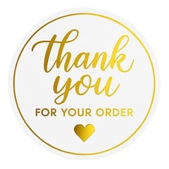 1.5″ Gold Thank You Stickers, 200 Pcs Self-Adhesive Thank You for Your Order …