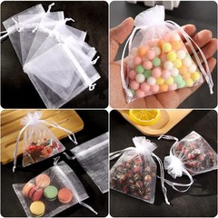 100 Count Sheer Organza Gift Bags with Drawstrings 3×4 Inches for Weddings Pa…