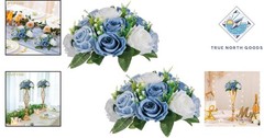Dusty Blue & White Floral Centerpieces for Weddings and Party Table Decor