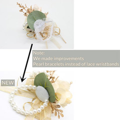 2 Corsages, Handmade Artificial Peony Rose Wrist Corsage Wristlet Wedding Prom S