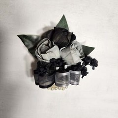 Silver Black Rose Calla Lily Sola Wood Bridal Wedding Bouquet Accessories