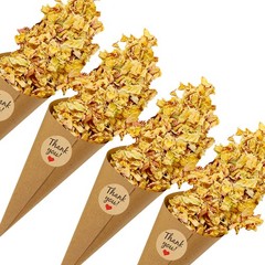 30Pcs Dried Flower Confetti Cone with Rose Petal & Sticker Light Yellow/Pink