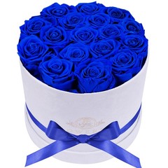 Prifroti 17 Flowers in a Luxury Suede Box, Birthday 17 Roses, Royal Blue