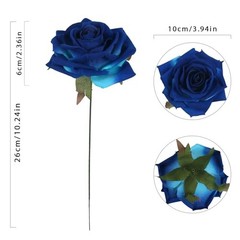 Blue Artificial Roses 16pcs Velvet Royal Blue Roses Silk 3.94″ Royal Blue