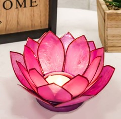 Ebros Seashells Lotus Flower Votive Tea Light Candle Holder 4.25″D (Coral Pink)