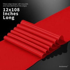 Aormenzy 4 Pcs Red Satin Table Runners 12 x 108 Inch, Silky Wedding Table Run…