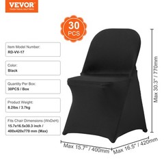 VEVOR 30PCS Black Stretch Spandex Folding Chair Covers for Wedding Party Dining