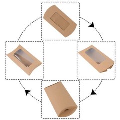 10/20pcs Kraft Paper Pillow Shape Candy Box With Window Wedding Birthday Supply