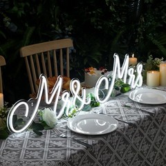 Kittmip Mr and Mrs Neon Sign for Wedding 36.81 x 10.24 Inch Neon Light LED