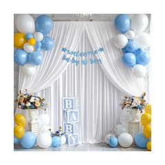White Backdrop Curtains 10 Panels, 10 Feet Wrinkle-Free Polyester Photography…