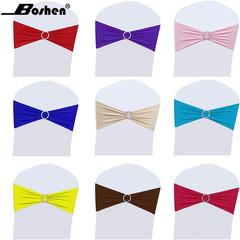100PCS Stretch Chair Sashes Bows Chair Bands with Buckle for Wedding Hotel Banqu