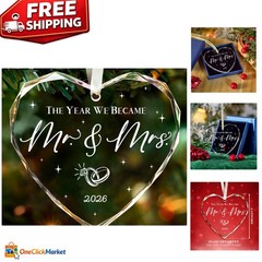 Charming Glass Mr and Mrs Ornament for Newlyweds – Perfect Bridal Shower Gift
