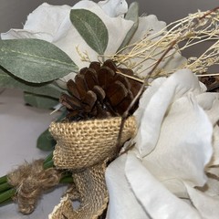 Rustic Cream/ivory Rose Wedding Boutique Set Natural Brown Accents Artificial