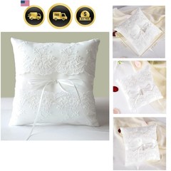 Wedding Ring Pillow, Lace Pearl Ivory Ring Bearer Cushion for Wedding Party |…