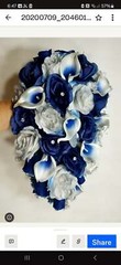 Navy Blue Grey White Rose Calla Lily Bridal Wedding Bouquet Accessories