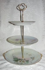 Custom Three Tier Tea Party Cake Stand Made With Vintage Hand Painted Plates