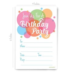 Happy Dot Birthday Party Invitations – Fill In Style (20 Count) With Envelopes