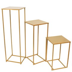 Gold Geometric Flower Stand Set of 3 – Elegant Wedding Decor Prop