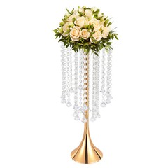 10Pcs Luxurious Acrylic Crystal Flower Stand Wedding Centerpieces on Floor Gold.