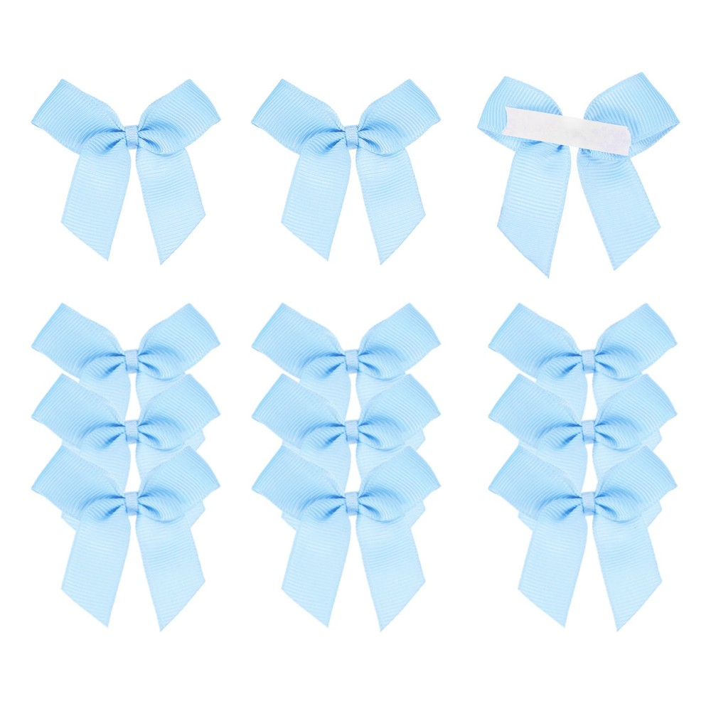 12Pcs Mini Grosgrain Ribbon Bow 2″ Self Adhesive Flower Bows Light Blue
