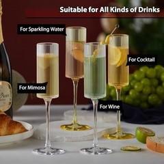 Lueumxc 16 Pack Ribbed Acrylic Champagne Flutes, 5.5oz-Ribbed-Crystal-16pack