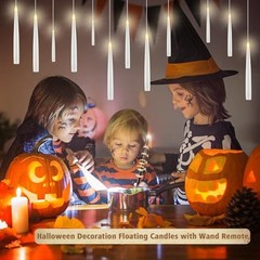 Floating Candles with Wand Remote, 12 Pcs Halloween Decor Magic Hanging