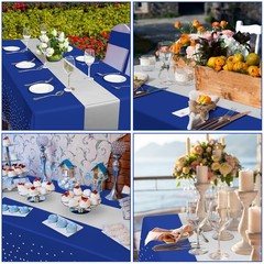 12 Pack Blue and Silver Tablecloth Table Runner 12 Pack,