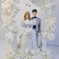 Vintage 1990’s Wilton Cake Topper GRAY SUIT Dark /Light Hair Designer series