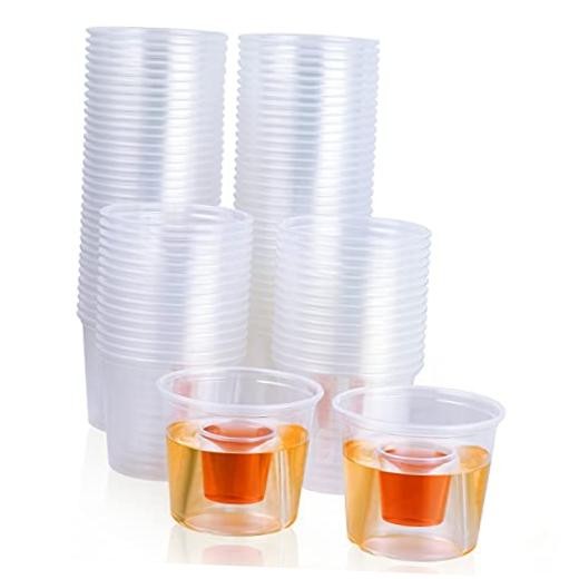 100 Disposable Bomber Cups,4oz Plastic Bomber Shot 100 Count (Pack of 1) Clear
