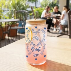 Something Blue Bride to be Gifts Glass Tumbler for 16 Ounces, Transparent