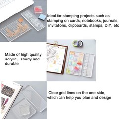 4 Pieces Stamp Blocks Acrylic Clear Stamping Blocks Tools with Grid Lines for…