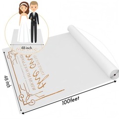 Thickened Aisle Runner, Gold, 4×100 Feet | White Walkway, Indoor Outdoor Use,…