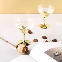 5 oz GOLD CLEAR PLASTIC Wine GOBLETS GLASSES Disposable Tableware Wedding Party