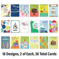 Designer Papers Birthday Greeting Card Assortment with Organizer Box (36 Card…