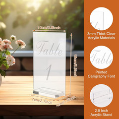 20PCS Acrylic Wedding Table Numbers 1-20 with Stands 4X6In Clear for Wedding Par