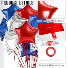 Red White and Blue Star Balloons 15pcs 18Inch 4th of July Red Blue White