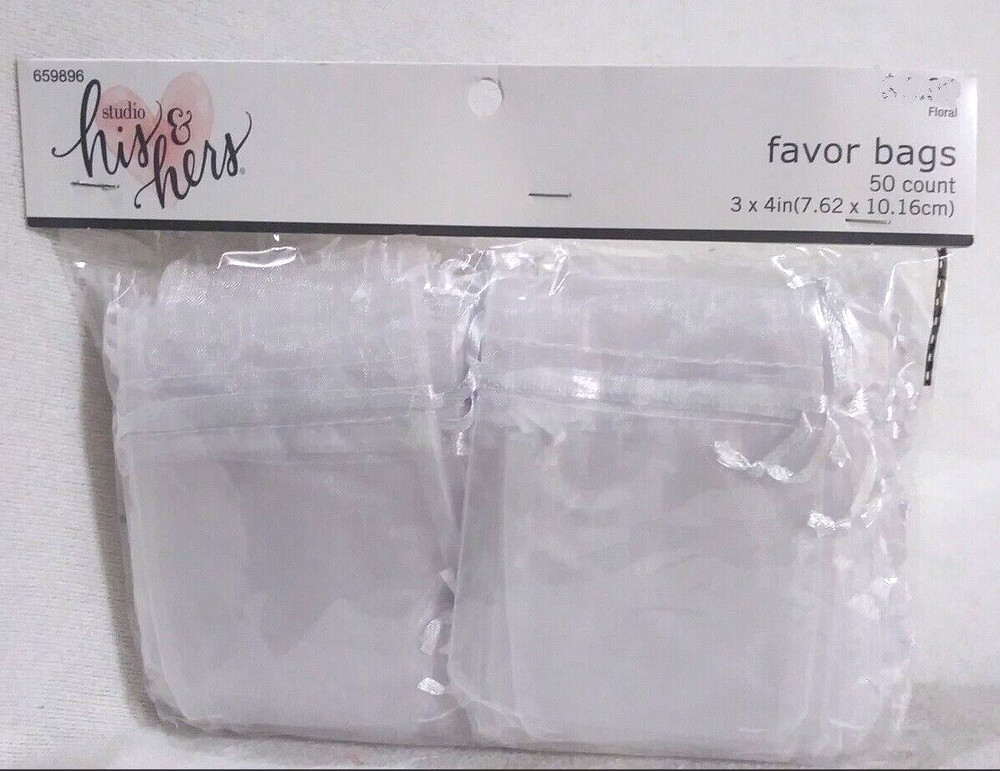 White Small Wedding Organza Gift Bags w/ Drawstring 3×4 for Jewelry Candy 50Pcs