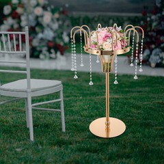 FLOWER STAND,WEDDING FLOWER STAND GOLD LIVING ROOM, BEDROOM, OFFICE GLASS, IRON